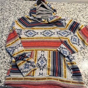 Browning Red and Blue Patterned Cowl Neck Sweater